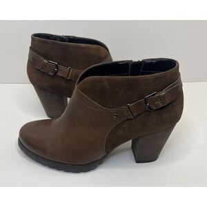 Clarks NWOB Mission Parker Bootie Brown‎ Leather Suede Women’s Size 9.5M